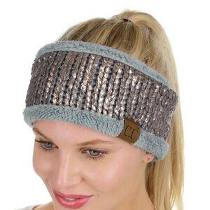 C.C Rose Gold with Grey Sherpa trim Headband